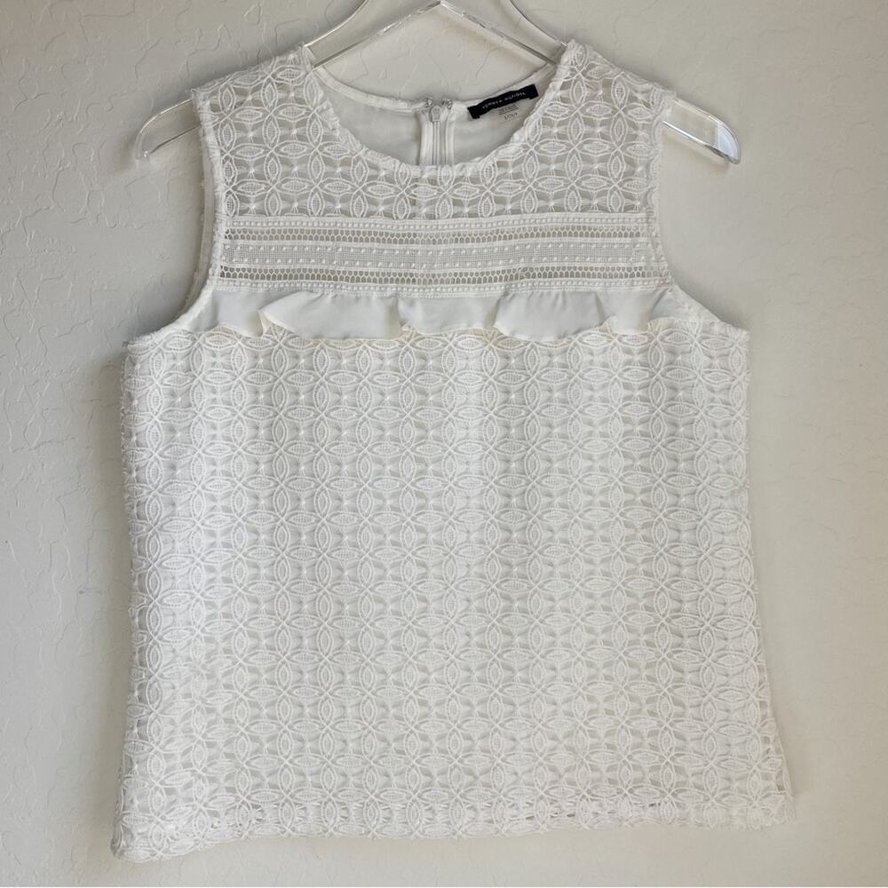 Tommy Hilfiger White Crochet Sleeveless Top